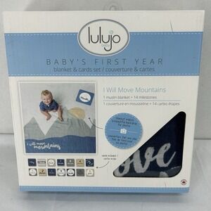 Lulujo Baby Cotton Muslin Blanket I Will Move Mountains Throw Boy Monthly Count